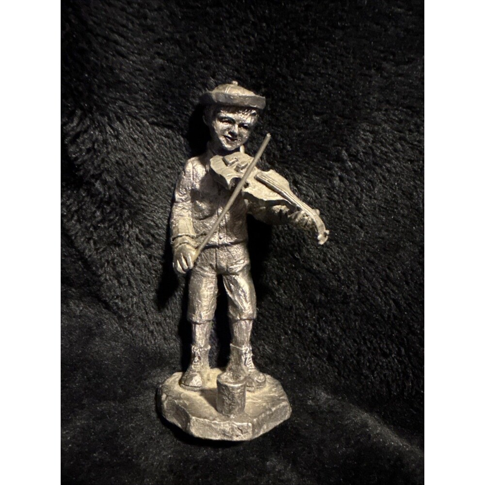 Vintage 90s Ricky Pewter Violinist Boy Figurine Collectible